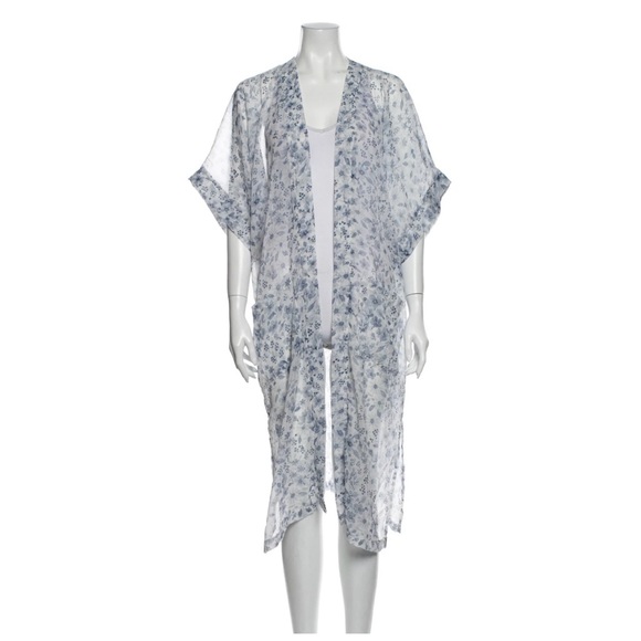 Rachel Zoe White and Blue Floral Swim Coverup - Picture 1 of 3
